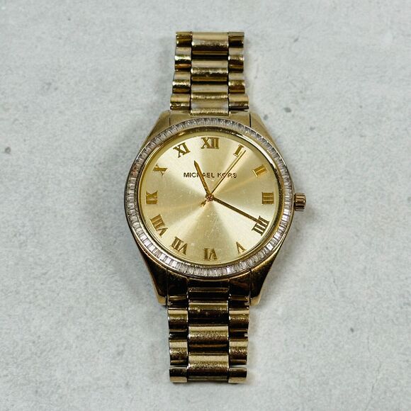 Michael Kors Watch Womens 40mm Crystal Bezel Gold Tone Blake New Battery - Picture 6 of 15